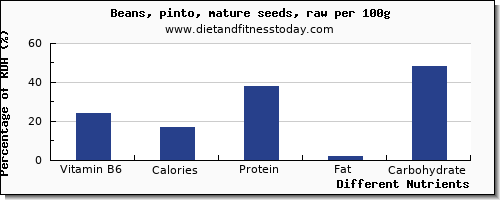 chart to show highest vitamin b6 in pinto beans per 100g